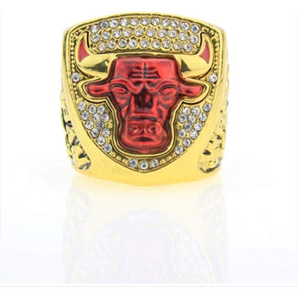 Sæt med 6 NBA Bulls Championship Replica Ringe fra Displayboks