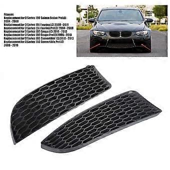 (SC) 2 Pcs Front Bumper Fog Light Grille Cover Left Right for M3 Style Replacement for 3-Series E90 E91 E92 E93