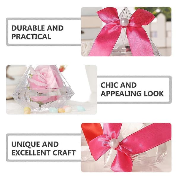 (SC) Diamond Shaped Wedding Candy Box for Storage 12 Pcs Pink Boxes