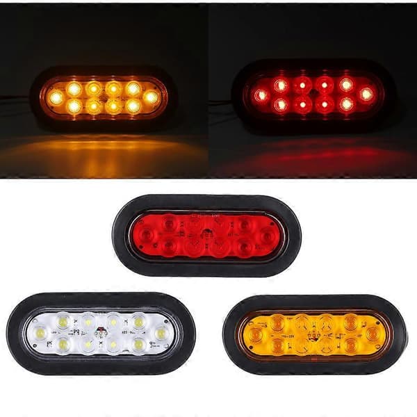 (SC)2 ovale LED-tilhengerlys Stopp-/svingbaklys 10 LED for tilhenger red