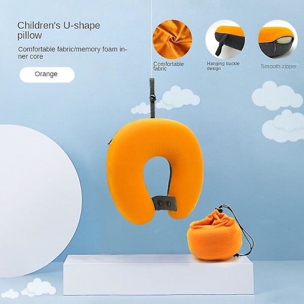 Pehmeä ja mukava matkatyyny muistivaahdolla U-muotoinen auton tyyny kaulan suoja lapselle Oranssin ja tummanharmaan värinen Orange and dark gray Portable models