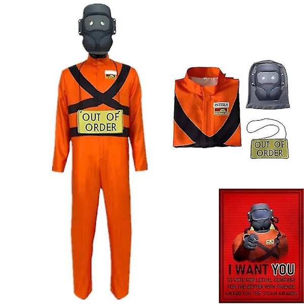 Lethal Company Cosplay Kostym Vuxen Hot Game Jumpsuit Maskeraddräkt Festkläder 190cm