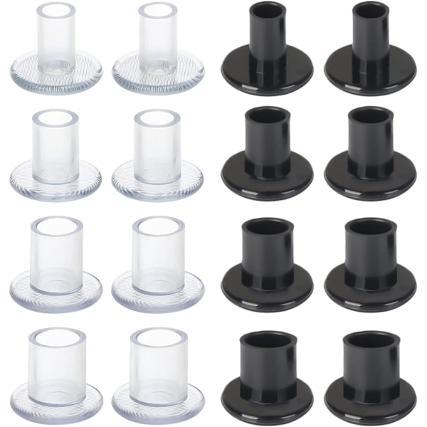 8 par stiletthelbeskyttere, helbeskyttere for gress, bryllup, formelle anledninger, 4 forskjellige størrelser, svart og transparent.