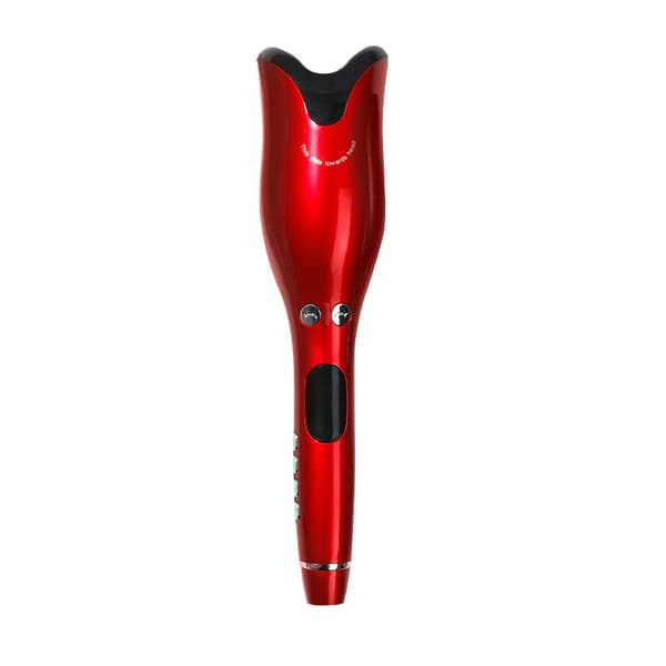 (SC) Automatic Hair Curler Ceramic Curling Iron with LCD Display Rotating Curling Iron with Constant Temperature Wavy Curling Iron Red EU Plug