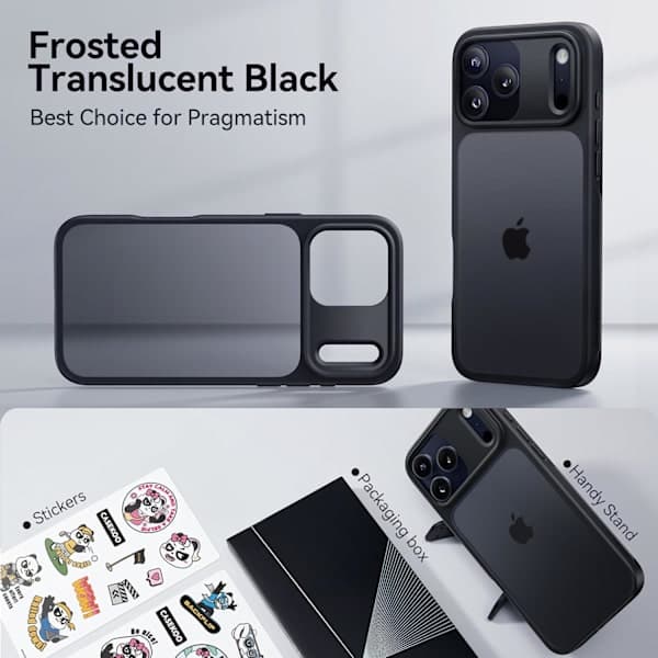 Compatible iPhone 17 Pro Max Case Matte Finish Protective Phone Cover Anti-Fingerprint Thin Slim Hard Shell - Black