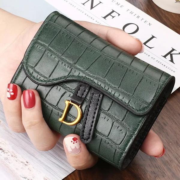 Dame luksus kortpung Kort tegnebog Mini PU Bogstav tegnebog Multi Lille multi clutch taske Black2