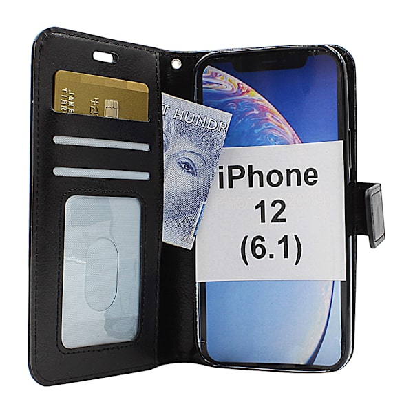 [SC]Crazy Horse Wallet iPhone 12 (6.1) (Sort) Grön
