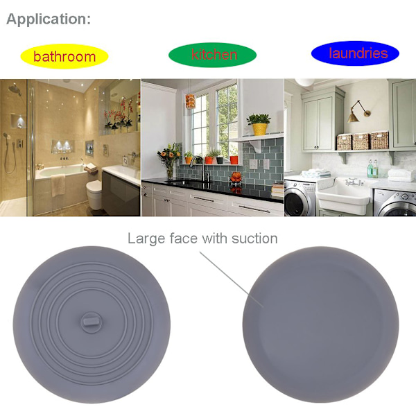 3-pakning med badekarplugger, 15 cm silikonbadekarplugg