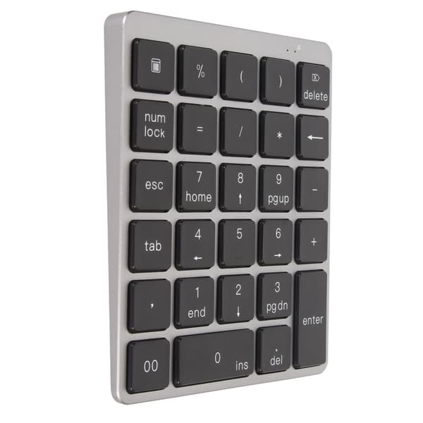 (SC)Numeric Keypad Mini USB Rechargeable Wired 28 Keys Slim Portable Aluminum Alloy Dark Gray
