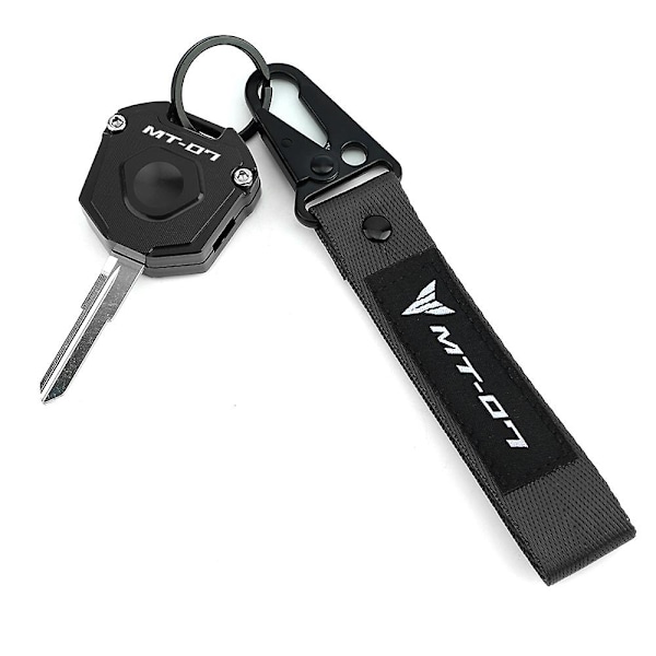 Motorcykel CNC Nyckelskyddsfodral & Broderad Emblem Nyckelring För Yamaha MT07 FZ07 MT-07 MT FZ 07 TRACER MT-07 2014-2023 2022 Black 1 set