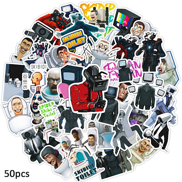 50 kpl wc-tarroja, vesipullotarroja, skeittilautojen tarroja 50PCS