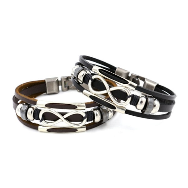 Punk Alloy Läderarmband med Rostfritt Stållås Passar Män, Kvinnor (21cm)