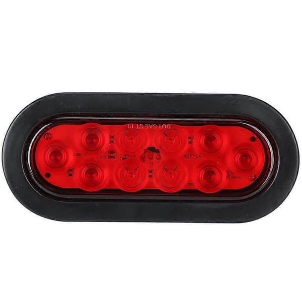 (SC)2 ovale LED-tilhengerlys Stopp-/svingbaklys 10 LED for tilhenger red