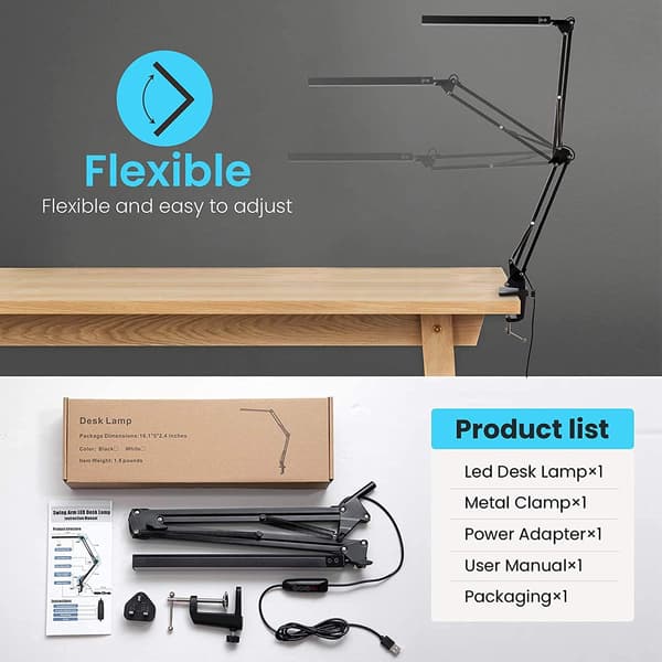 [SC]2026 New Modla LED Desk Lamp, 14W Foldable Architect with Clamp, Adjustable