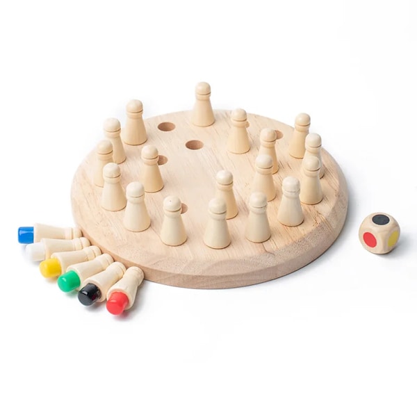 Trä Memory Match Stick Schack Färg Spelbräda Pussel Montessori Pedagogiska Leksaker Kognitiv Förmåga Inlärningsleksaker För Barn Memory Chess
