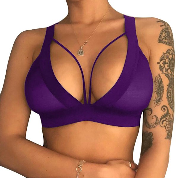 Transparent sexig underklädesbehå för kvinnor - Alla hjärtans dag present lila Purple XL