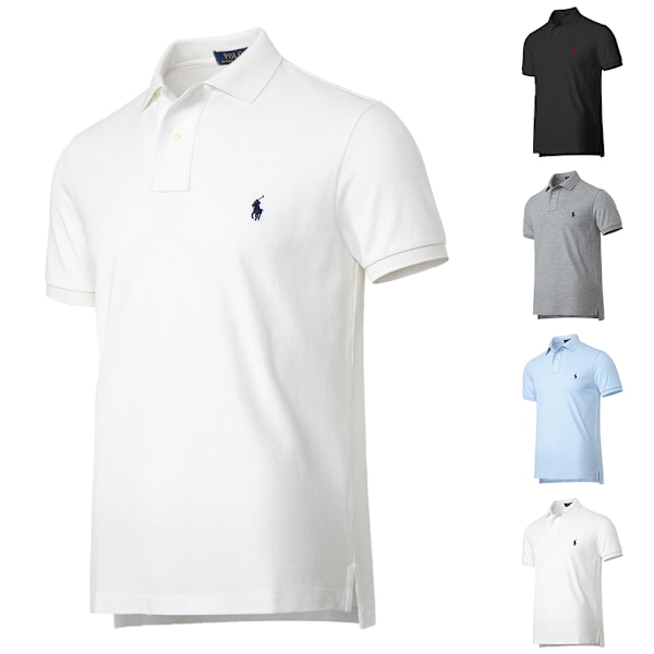 Mænds kortærmet poloshirt i bomuld Sky Blå Sky Blue XL