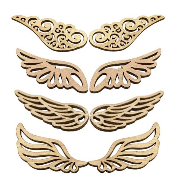 80pcs Angel Wings Patches Wood Patches Unfinished Wood