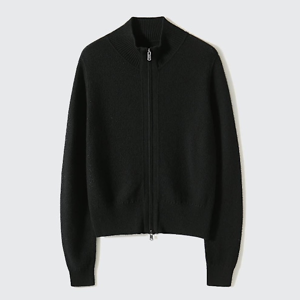 Damegenser med stående krage og glidelås black