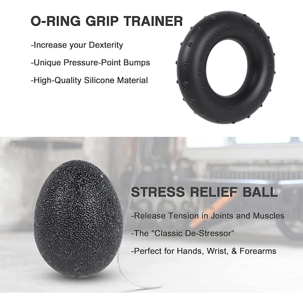 INF Treningsutstyr for finger- og håndtrening 6 deler Svart Sort