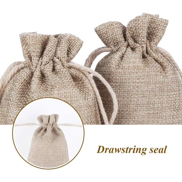 30-pack Intckwan Juteväskor, 10x15cm, Små presentpåsar med dragsko