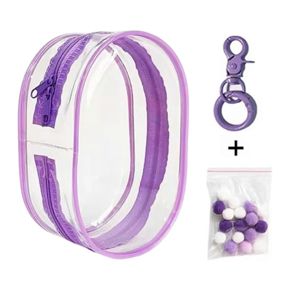 Nuken laukku PVC Kantolaukku Kannettava Pölytiivis Vetoketjullinen Näyttölaukku Avaimenperällä Pallo Lasten Retkille Matkoille Kestävä Söpö Turvallinen Mukava Hauska Purple