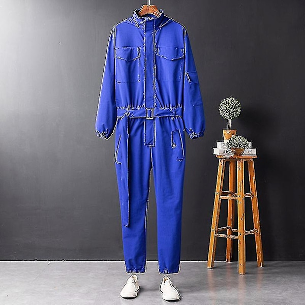 Nye Overaller for Menn - Jumpsuit med Hetteskjerf, Lange Ermer, Beam Feet, Japansk Stil, Blå Blue XXXL 80 - 88 KG