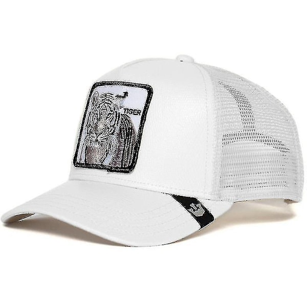 Svart Panther Mesh Cap Sommer Baseball Cap Trucker Cap - WELLNGS Tiger - White