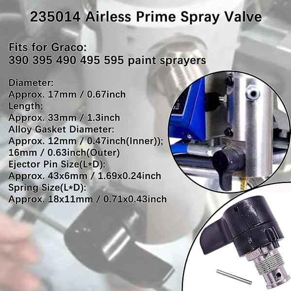 235014 Airless Prime Spray Valve Drain Valve Ersättning för Graco 390 395 490 495 595-WELLNGS