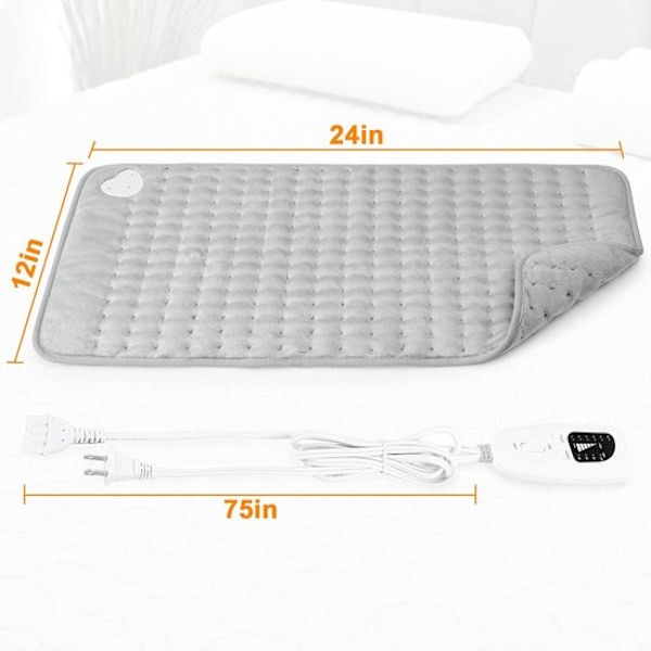 (SC)ING Heating Pad - Electric Heating for Back, Neck, and Joints - With Automatic Shut-off Function - Light Grey - 60x30 cm - One Piece