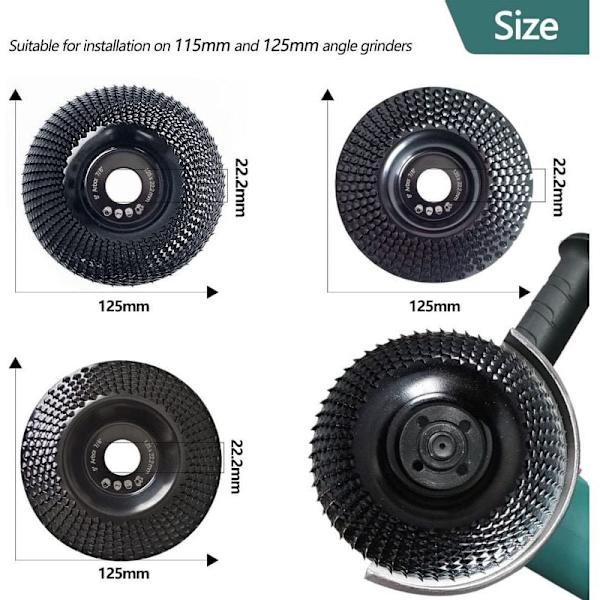 Træ slibeskive 125 mm, 3 dele slibeskiver til formning, slibning og skæring. Skiver til vinkelsliber