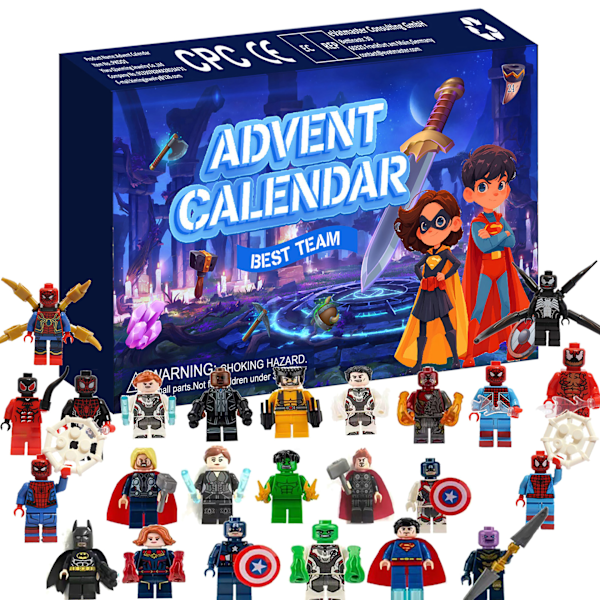 Adventskalender 2024, Leke-Julekalender for Barn, 24 Dagers Julekalendersett, Juletelling, Bursdagsgaver, Overraskelsesgave