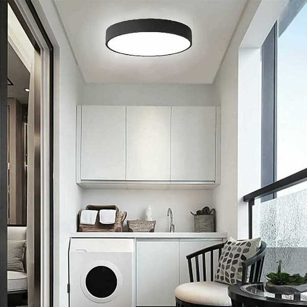(SC) Modern Ceiling Light with Radar Sensor and Automatic On Function, Easy-to-Install Flat LED Fixture 12W Bright White Light for Hallway, Staircase, Entrance
