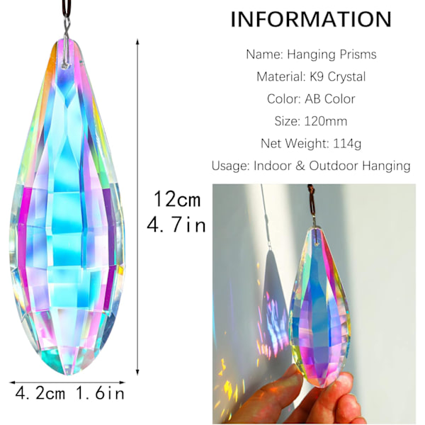 120 mm Värikäs Kristalli Aurinkokapteeni Prisma Riippuva Koriste Ikkunaan Sateenkaaren Tekijä Kristalli Prismat Riippuva Koti Puutarha Koriste