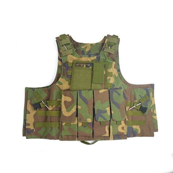 Camo Taktisk Väst Utomhus Molle Jaktväst Justerbar Modulär Utrustning för Träningsspel