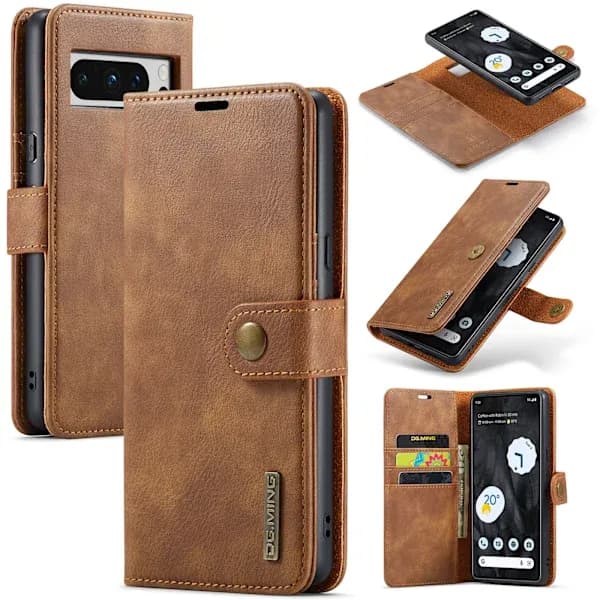 (SC)Kompatibel med Pixel 9876 Plånboks Läderfodral Flipskydd brun Pixel 7 Pro