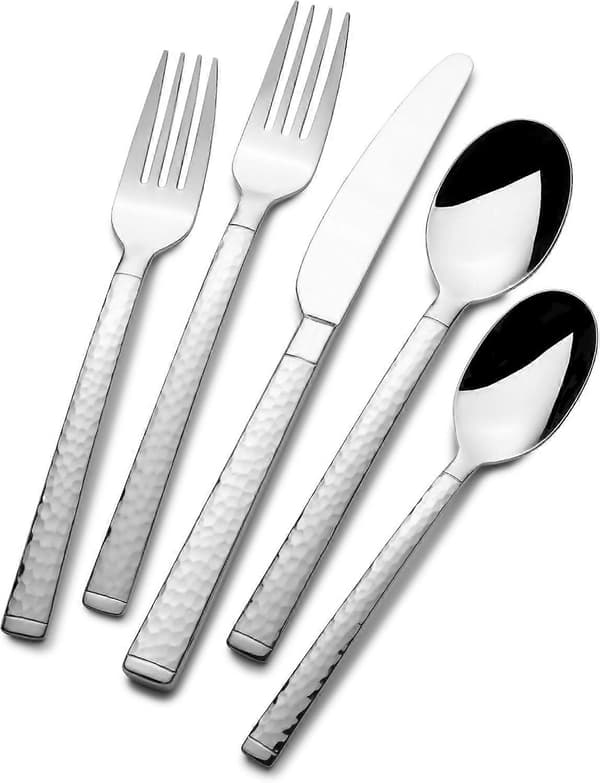 (SC) 45-piece Stainless Steel Flatware Set for Eight, Serving Utensils with Modern Design and Dishwasher Safe Features