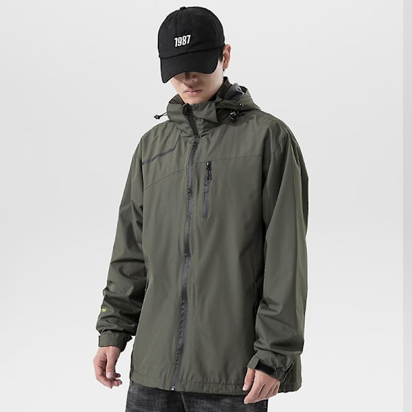 Mænds Jakke Ny Udendørs Vandafvisende Vindjakke Aftagelig Hætte Design L-6xl Varmt Og Vindtæt Mænds Jakke Chaqueta Army Green XL