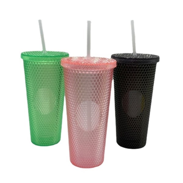 Stud mug with lid and straw black