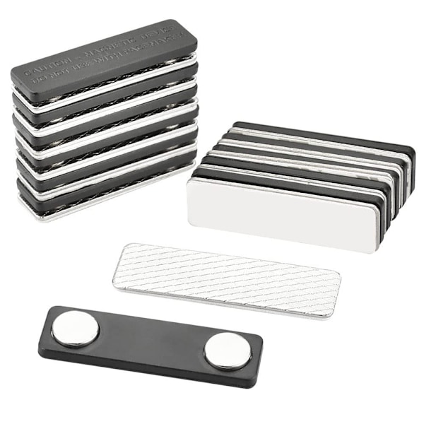 12-pack magnetiska namnbrickor självhäftande magnetiska namnbrickor kläder metall namnbrickshållare med 2-punktsmagnet för ID-korthållare märkning