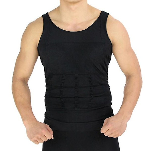 Män Korsett, Kroppsslankande Tummy Shaper- Midjeskjortor Svart XXL Black