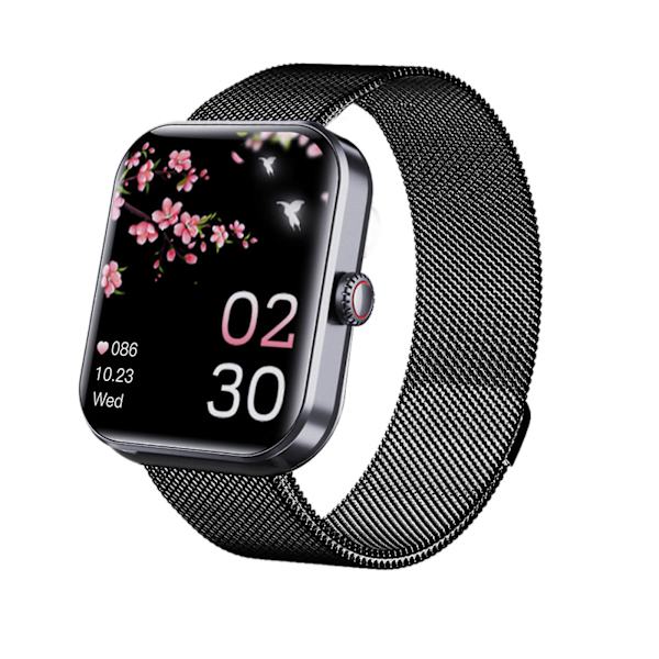 F57l Blodsockermätare Klocka, Blodsockerklocka, Blodtrycksmätare Klocka Sport Smartwatch {FW} Milan Black Steel