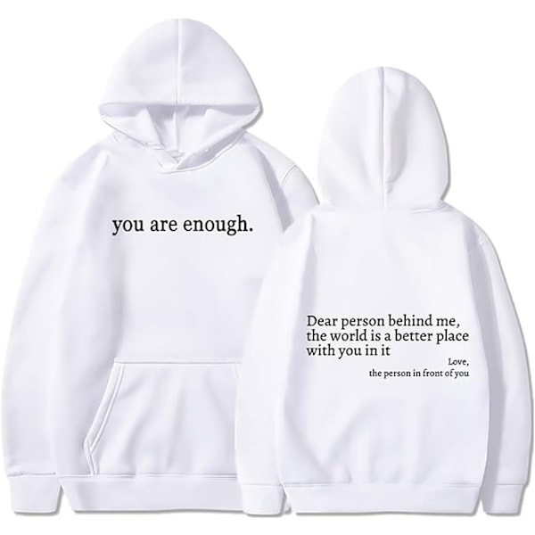 Womens Hoodies \"Dear Person Behind Me\" Hooded Sweatshirt Long Sleeve Pullover Tops White White S