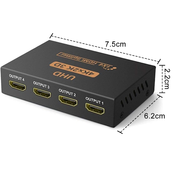 HDMI-splitter 1 inn 4 ut, én til fire linjer 4k høydefinisjonsmonitor 3D TV dataskjerm delt skjerm