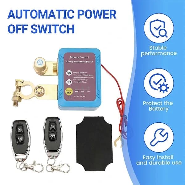 (SC)12V 240A Remote Battery Disconnect Switch, Automatic Power Cut Off Switch Car Truck Boat Remote Control