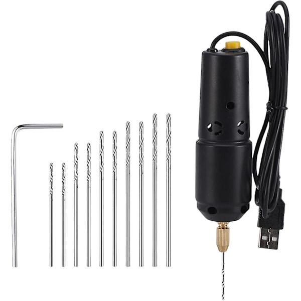 Mini Portabel Elektrisk Borrmaskin, Med Borr USB Borr Gravyrverktyg Smyckesverktyg För Trä Epoxiharts Hantverk DIY Trähantverk (0.8-1.2mm)