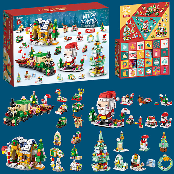2024 24 dages julebyggeklodser Adventskalender, puslespil byggeklodser C