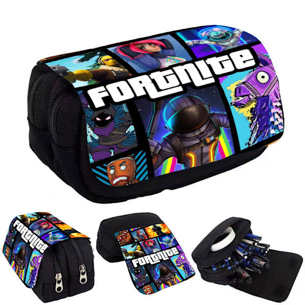 F-ortnite pennfodral för flickor, barnens pennfodral med dragkedja, tecknad anime pennfodral för skolan, skolmaterial present B