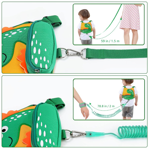 (Gul) Anti-tab Armbånd til Småbørn, Søde Dinosaurer, Børneseler med Armbånd, Håndledsbånd, Snor, Rem, Fastgørelse til Baby Drenge Walki
