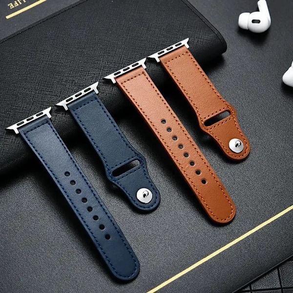 Læderrem til Apple Watch Ultra 2 49mm 44mm 40mm 38mm/42mm Sport Loop Armbånd iWatch Serie 9 8 7 3 4 5 6 SE 41mm/45mm Turkis 8 49mm 42mm 44mm 45mm Turquoise 8